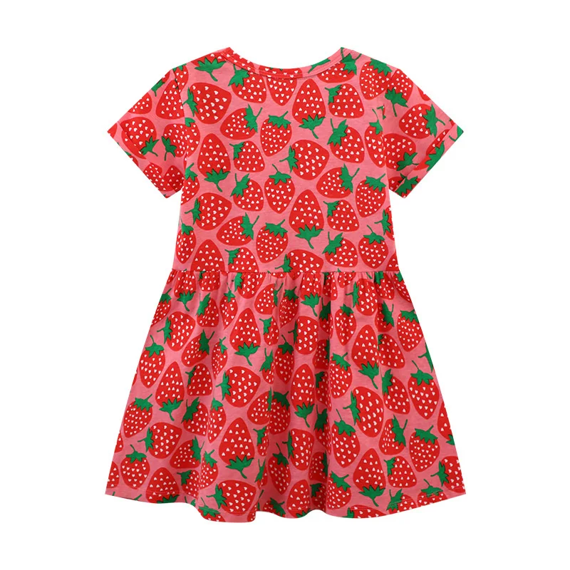 Vestidos de princesa para niñas, ropa de algodón de fresa para niños, traje de bebé bonito superventas de verano