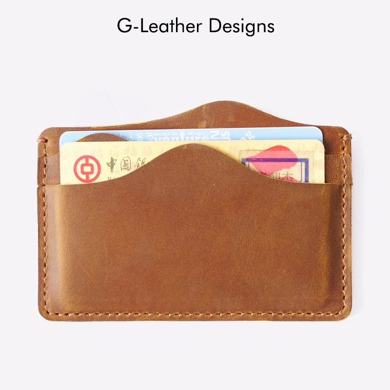 Luxury Genuine Leather Credit Card Holder Crazy Horse Leather Card Wallet ID Case With 5 Slots Wedding Birthday Gift