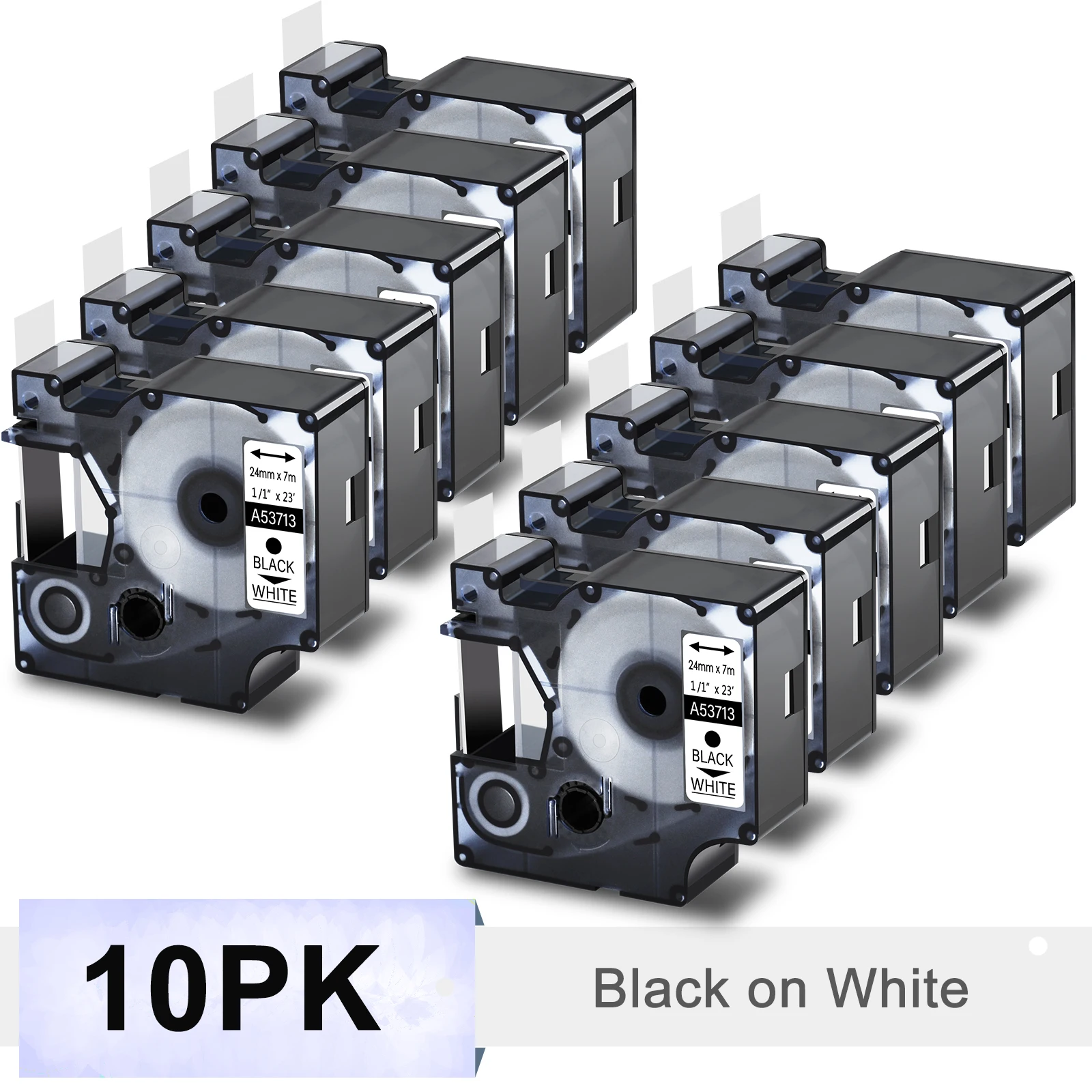 10PK 24mm D1 Standard Tape Labels Compatible for Dymo 53713 LabelWriter 450 Duo Printers Black on White Laminated Labels Tape