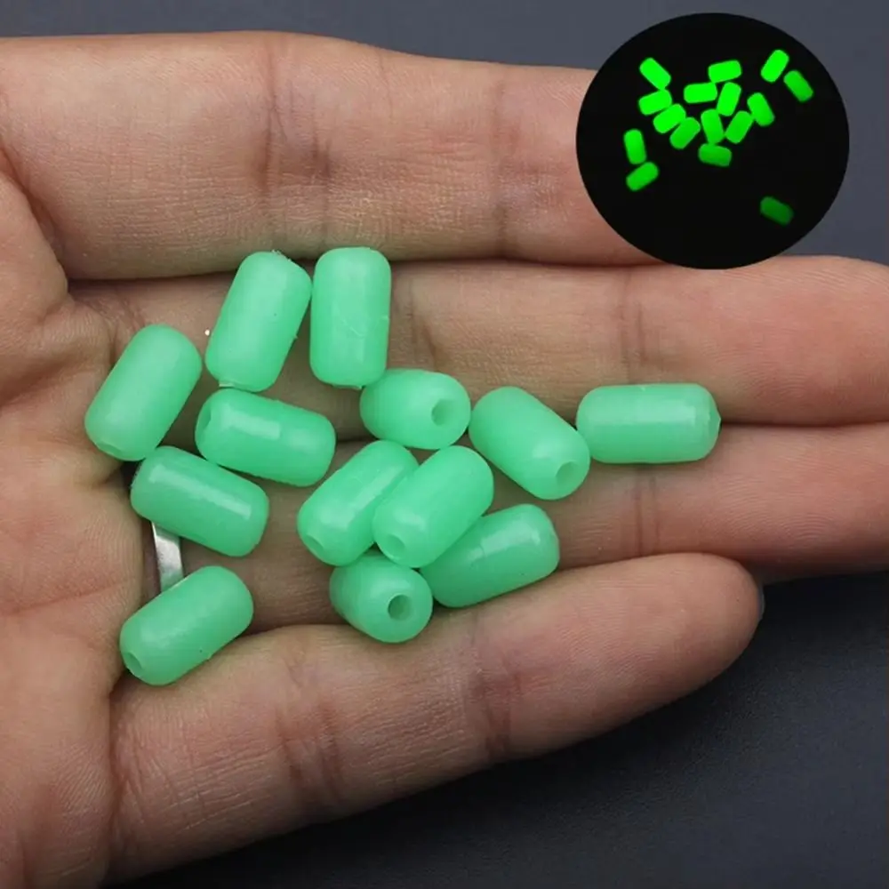 100 Teile/beutel Leuchtende Angeln Weiche Schwimmt Perlen Hartgummi Glow In The Dark Oval Form Angeln Lockt Perlen Stopper Glowing Ball