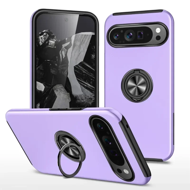 Magnetic Ring Holder Phone Case with Kickstand - Hard Shell Shockproof Cover