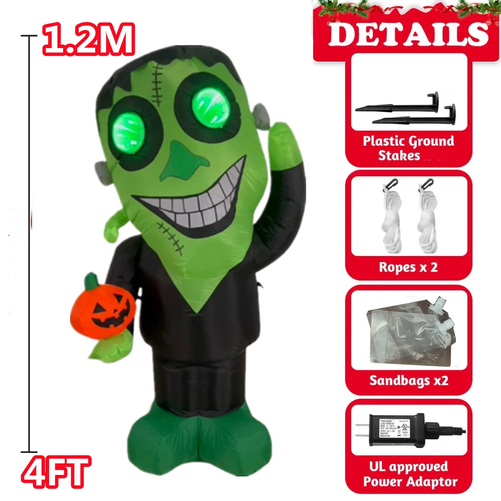 1.2M/1.8M Halloween Inflatable Green Eyed Alien And Skeleton little devil Party Built-in LED Lights Courtyard Decorate Props