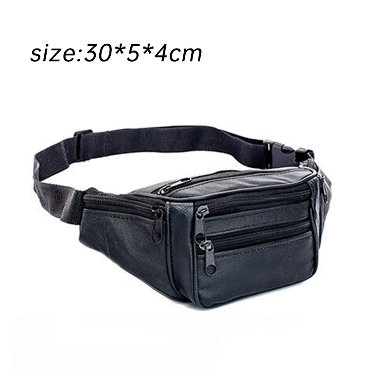 Men's 4-Layer Leather Fanny Business Riding Pack Large Running Bag Sports Outdoor Phone Waist Bag Multi-Functional Hanging Bag