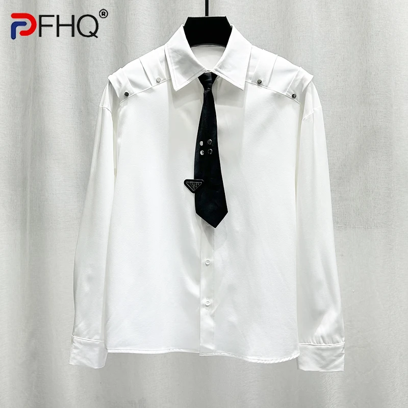 

PFHQ Niche Design Rivet Tie Shirts Men's Trendy Loose Handsome Long Sleeved High Quality Sports Delicacy Summer INS Tops 21Z4237