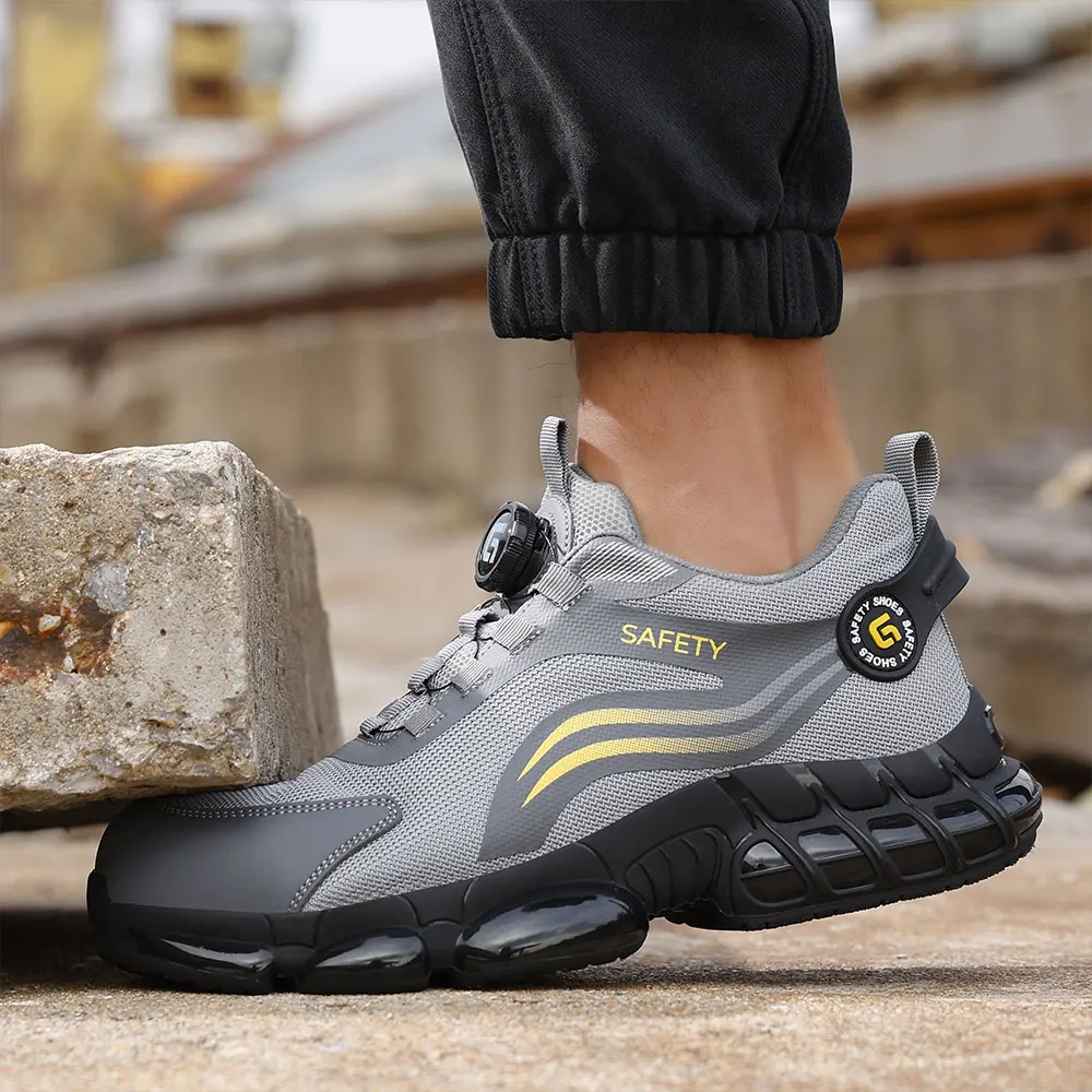YIZHONCO homme chaussures de sécurité pour le travail maille supérieure respirant semelle en TPU rembourré anti-dérapant léger homme chaussures de sécurité pour le travail – Image 2