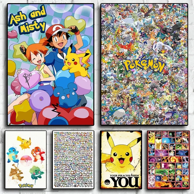 Pokemon Anime Periferiche Gengar Poster Pikachu Kawaii Picture Art Colori Ad Acqua Pittura Su Tela Per Bambini Camera Da Letto Decorazione Della Paret