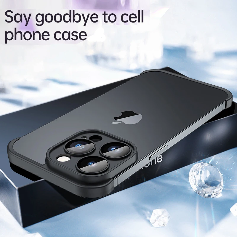 Silicone Edge Frame Bumper Phone Case For iPhone 12 13 Pro Max iPhone 14 Plus Tempered Glass