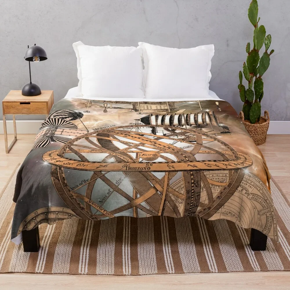 

Steampunk Airship Throw Blanket Kid'S Designers Decorative Sofa funny gift Blankets