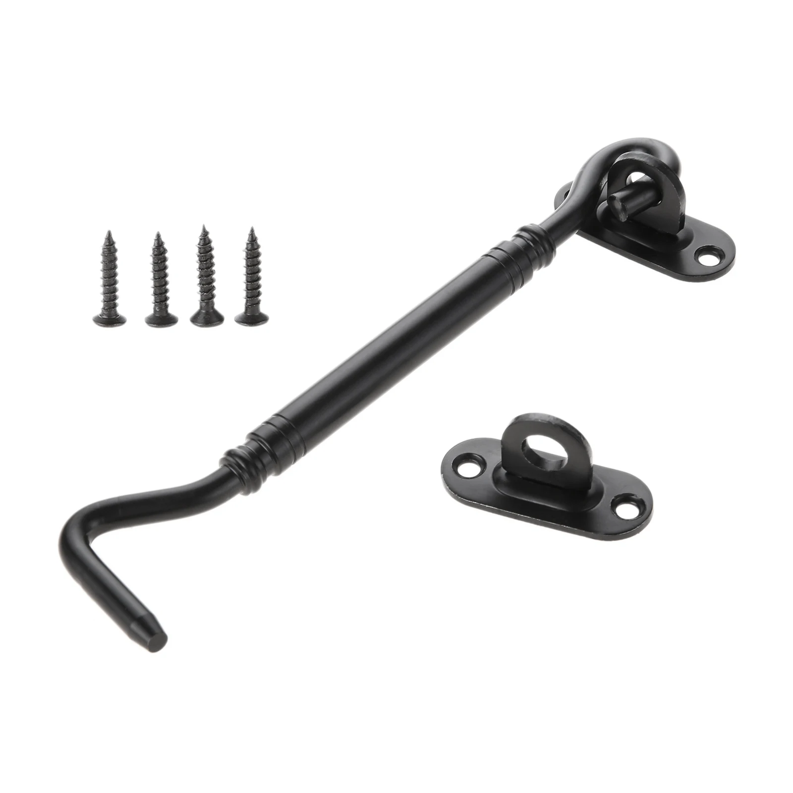 1Pc Window Catch Hook Stainless Steel Door Lock Sliding Buckle Cabin Hook Eye Latch with Screw Silver/Black Window Latch