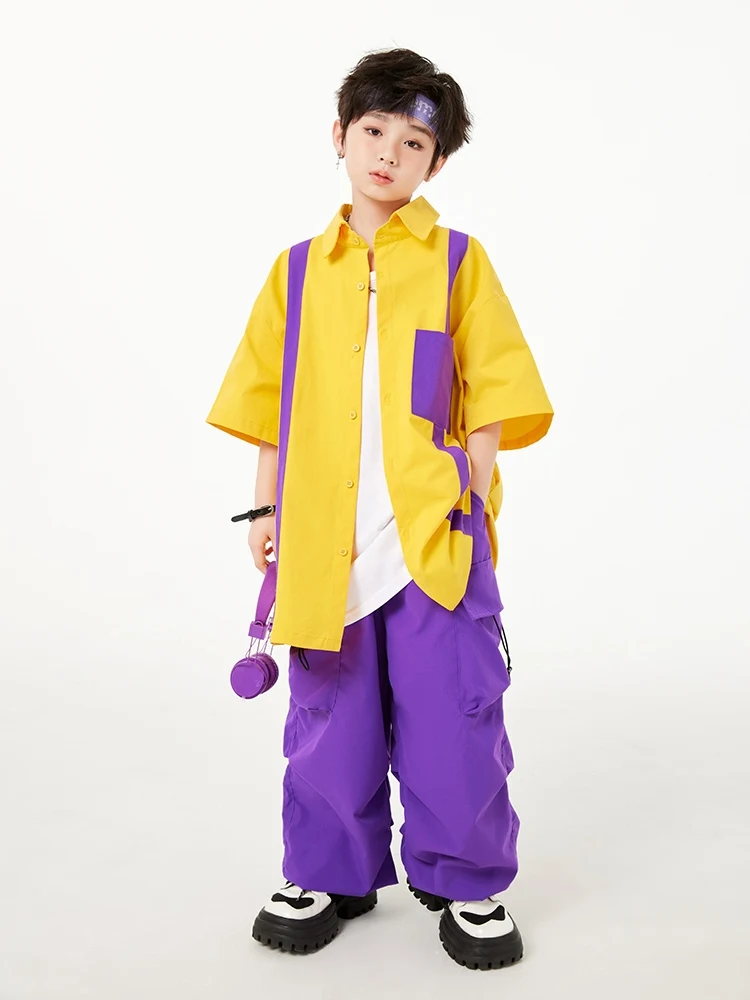 Fashion Loose Shirt Coat Girls' Clothes Hip Hop Kids Dance Costume Boys Street Dancing Performance Catwalk Stage Costume BL6500 girl dance costume