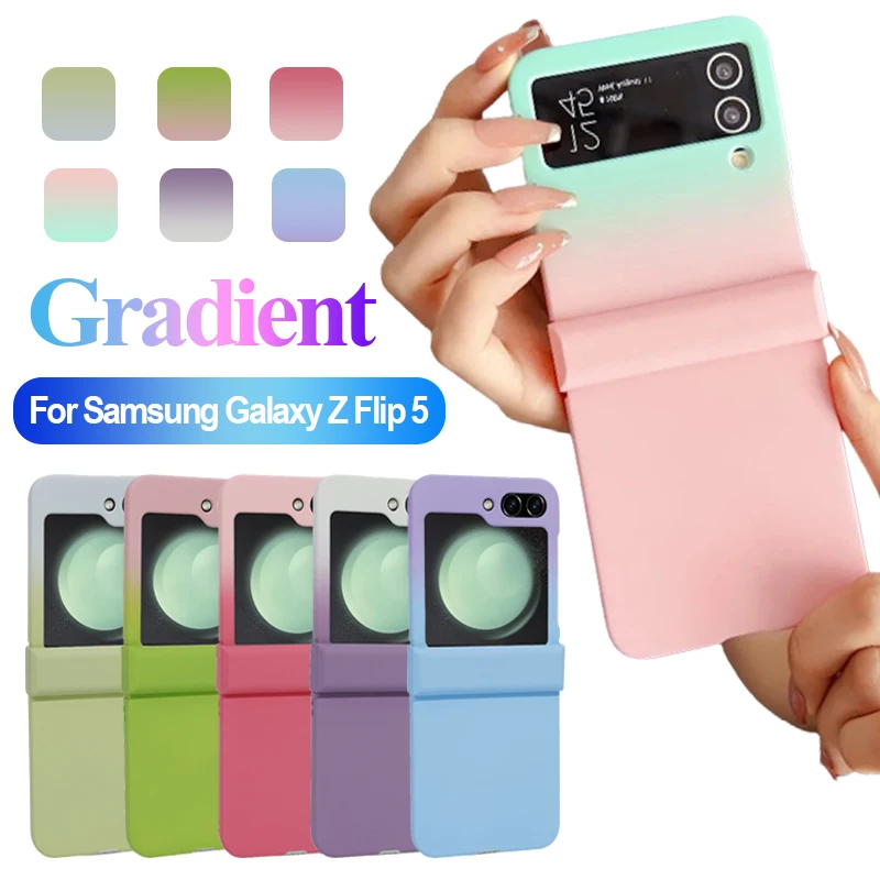 Gradient Color Folding Phone Case For Samsung Galaxy Z Flip 5 Flip5 5G Frosted Shockpoof Bumper Full Protection Back Cover