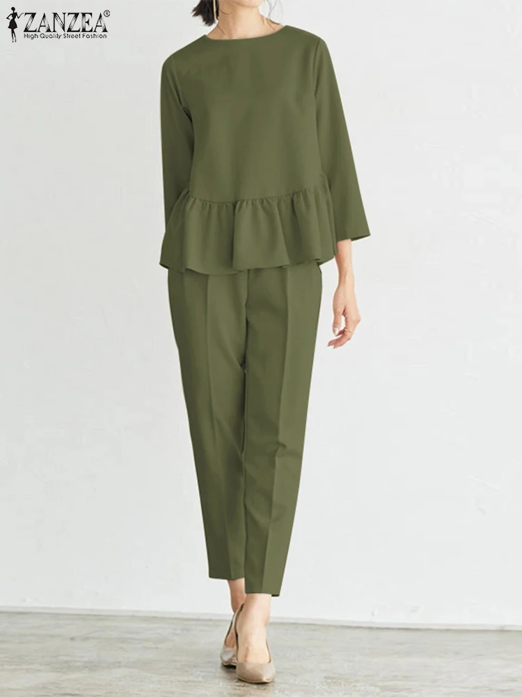 

Комплект ZANZEA женский летний из блузки и брюк, с рукавом 3/4