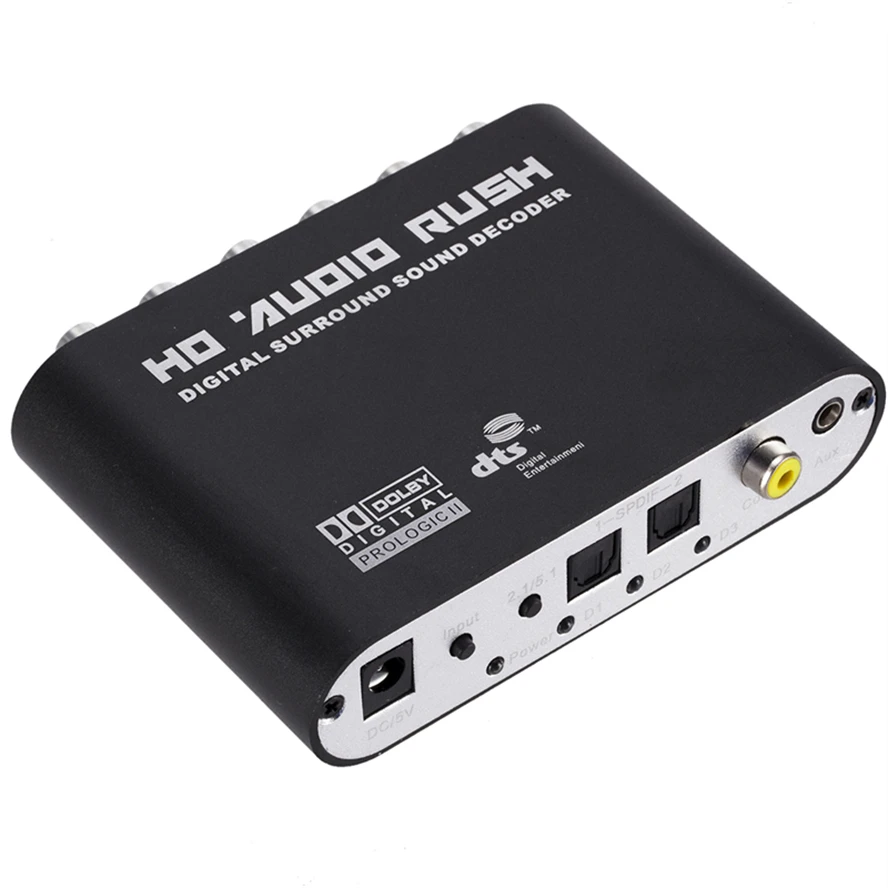 Áudio Digital para Analógico 5.1 Canal Stereo Conversor Dac Óptico Spdif Coaxial Aux 3.5 mm para Rca Som Decodificador Amplificador Ac3 - Image 5