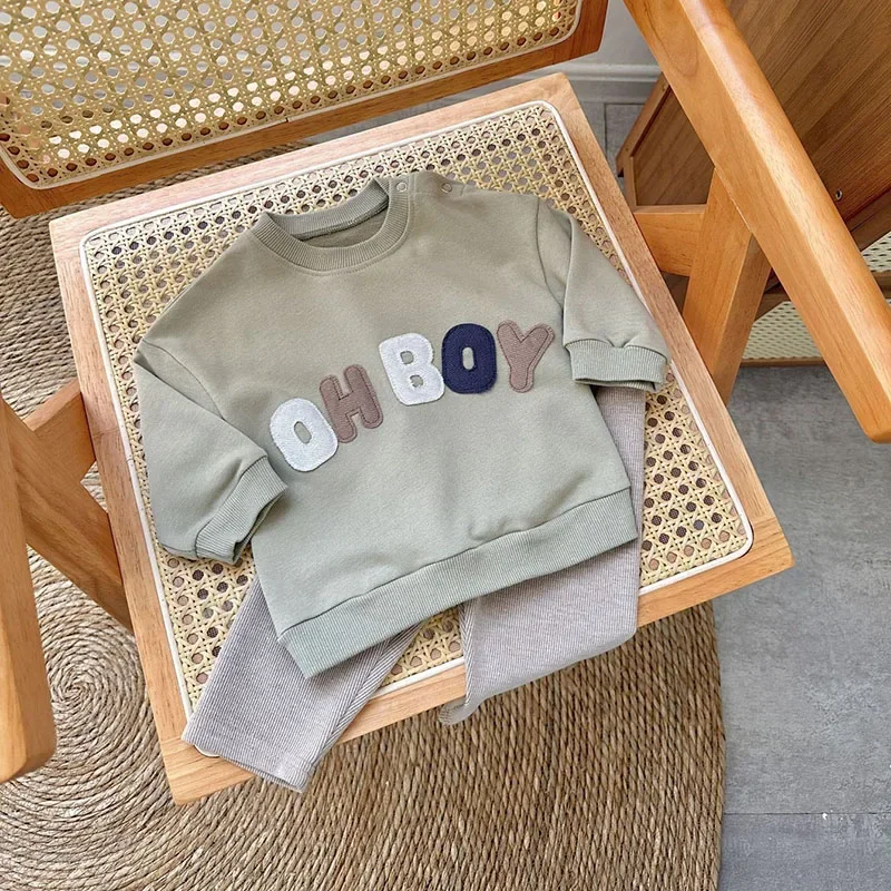 Autumn Cartoon Letter Clothes Set for Baby