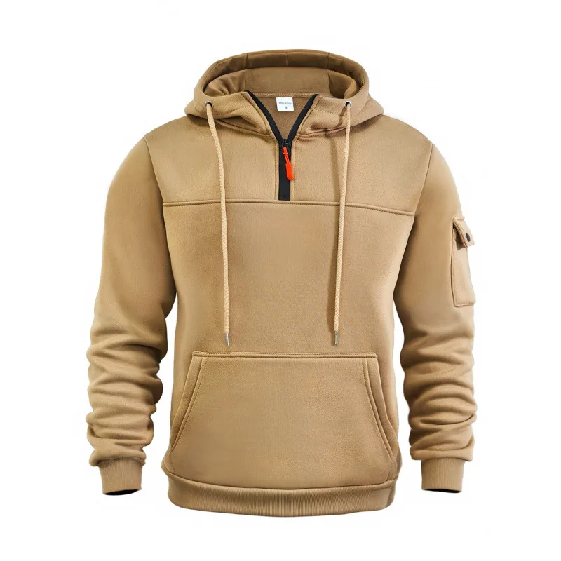 2024 Men's Hooded Sweater Leisure Sports Pullover Retro Harajuku Long Sleeve Zipper Multi-pocket Casual Loose Coat Street Wear 2