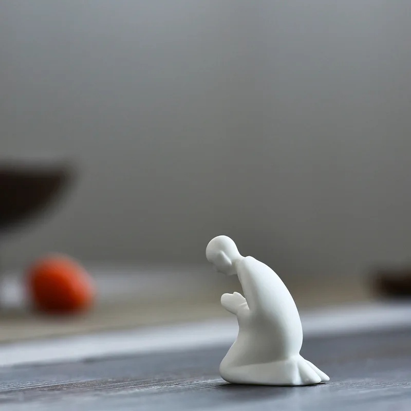 Bonsai ornaments, Zen monks, ceramic white porcelain figures, Buddhist micro landscape decorations, home decor