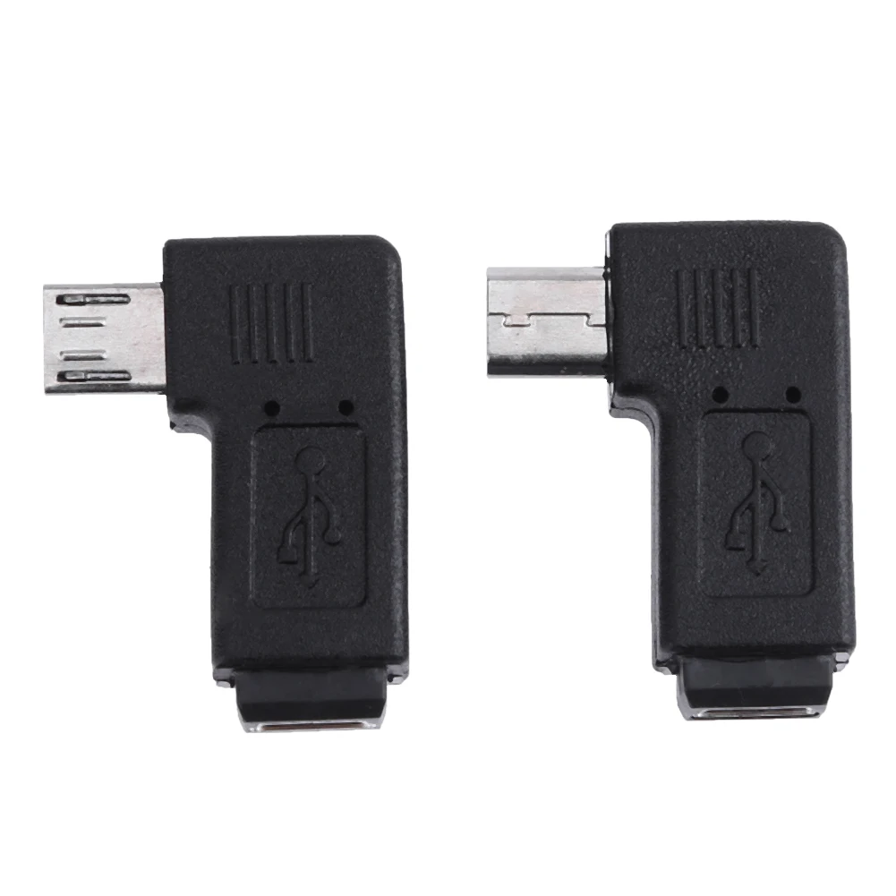 2개 미니 USB 암 커넥터 - 마이크로 USB 수 커넥터 90도 미니 USB - 마이크로 USB 엘보 컨버터 (장치 연결용)