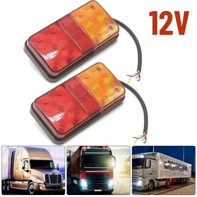 1 Pair 12v Car Led Light Tail Brake Indicator Turn Signal Lights Waterproof Tail Break Lamp For