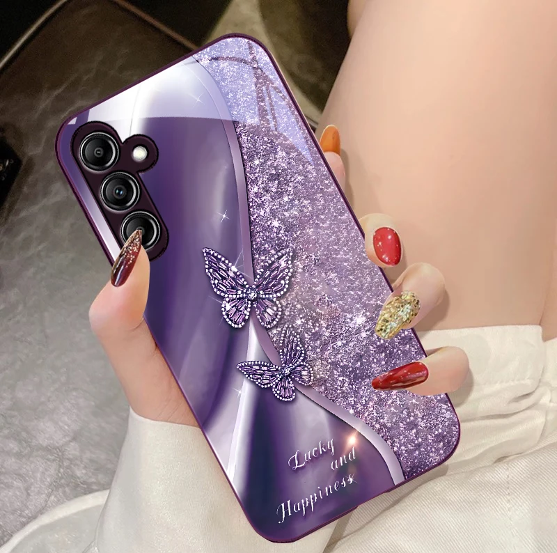 Golden Butterfly Glass Phone Case