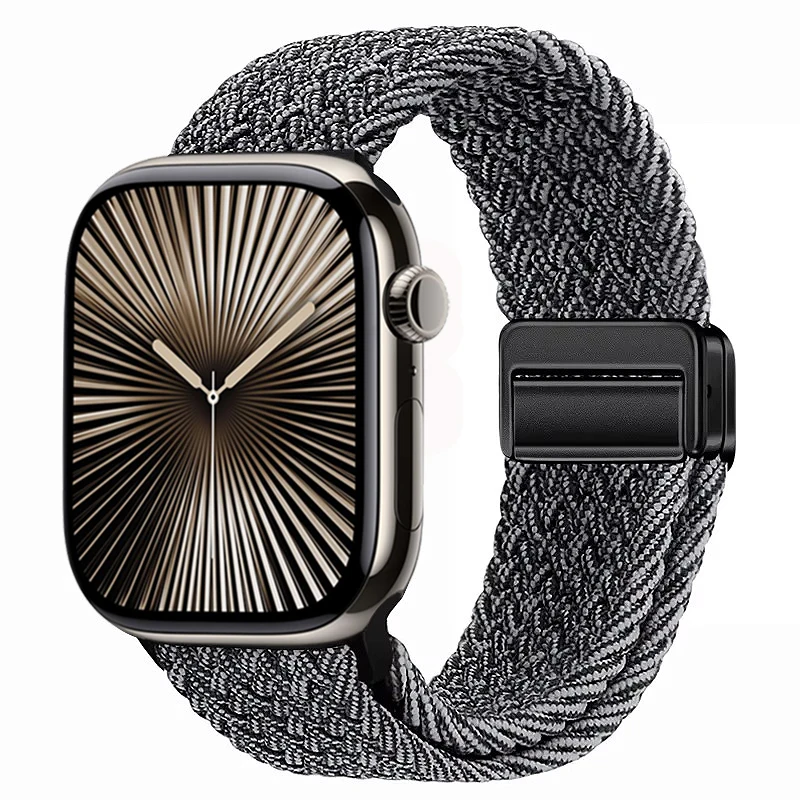 Nylon Braided Magnetic Loop Strap with Metal Accents
