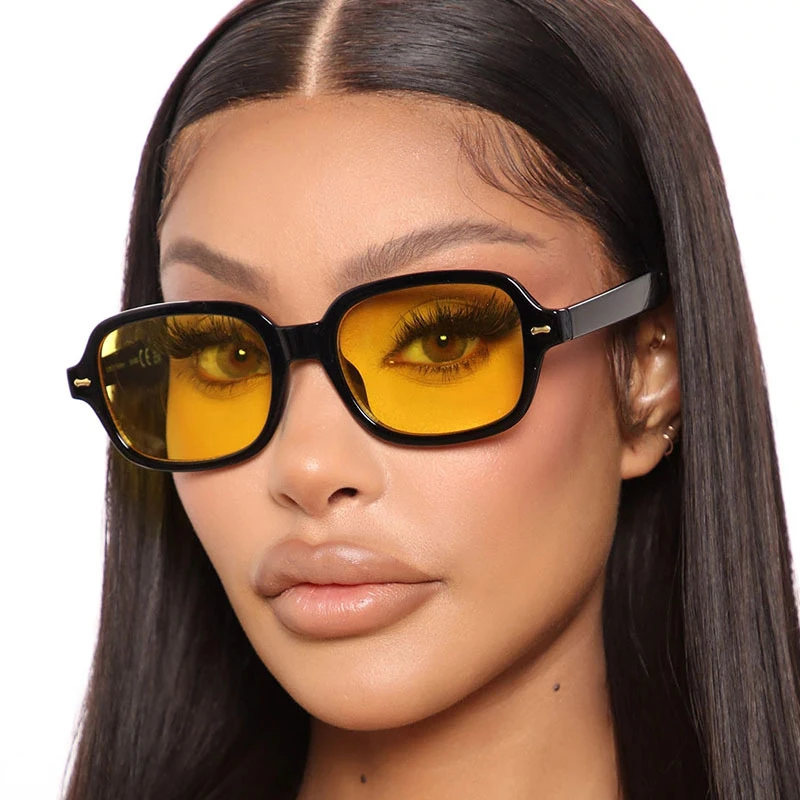 Women Shades Sunglasses Yellow Sun Glasses Rectangle Yellow