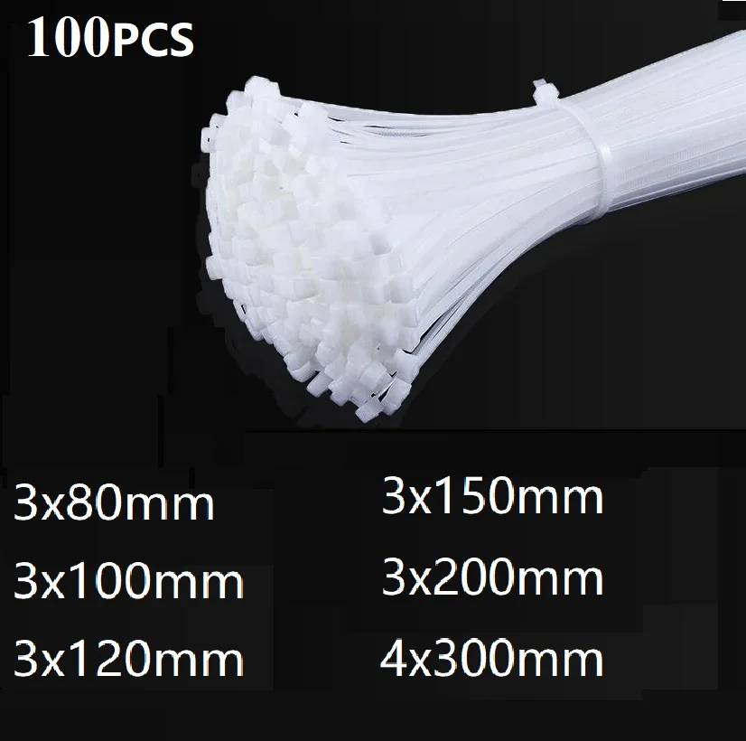 Cable Ties 100Pcs Nylon Cable Wire Zip Ties