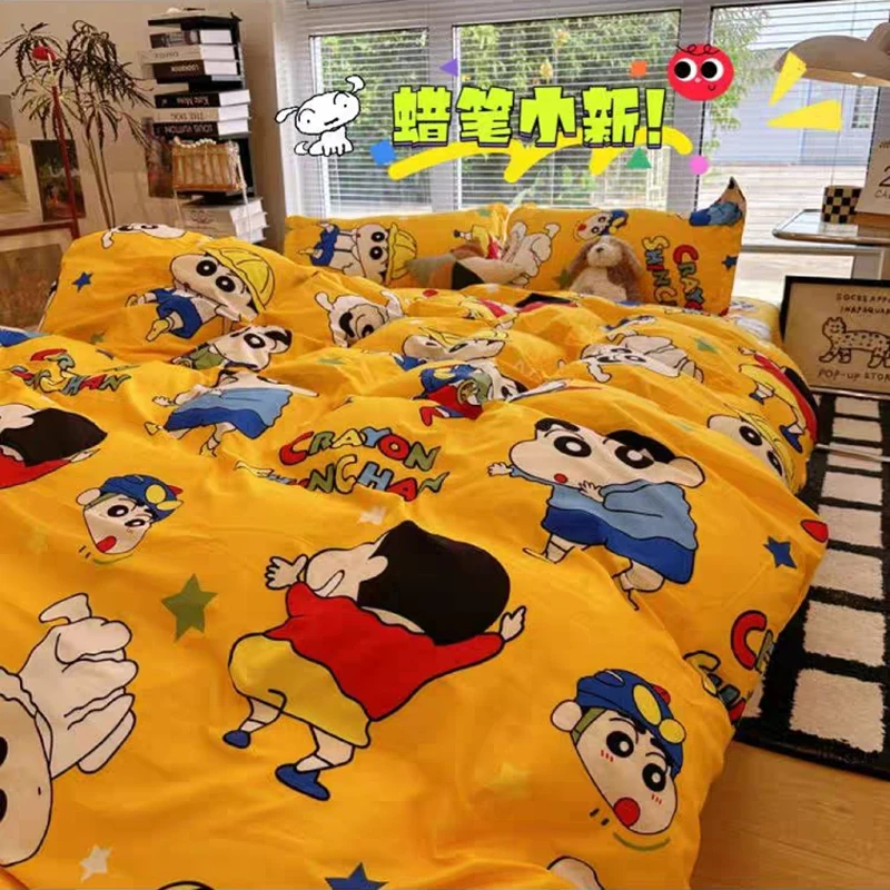 Crayon Shin-Chan lit 3/4 pièces ensemble de literie dessin animé mignon étudiant école dortoir draps ensemble taie d'oreiller chambre cadeau de noël 1 Crayon Shin-Chan lit 3/4 pièces ensemble de literie dessin animé mignon étudiant école dortoir draps ensemble taie d'oreiller chambre cadeau de noël 1