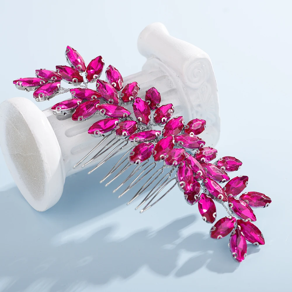 Sc66ce5a0f2b54cf89db99d19e4cdfb797 Fashion Rhinestone Hair Comb for Bridal Headpiece 9 Color Wedding Hair Accessories Women Handmade Tiara Headdress Party Headwear Mallzona