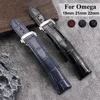 19mm 20mm 21mm 22mm for Omega Seamster Watch Original Leather Watch Strap Solid Steel Deployant Clasp Bamboo Leather Watch Bands