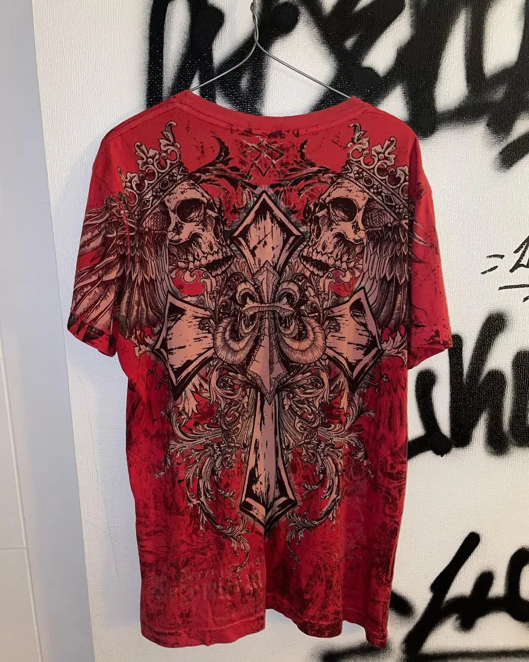 Affliction サーマル xzavier スカル 十字架 mma Xzavier Skull Cross Wing Grunge Cyber Y2K Style T-shirt - Etsy