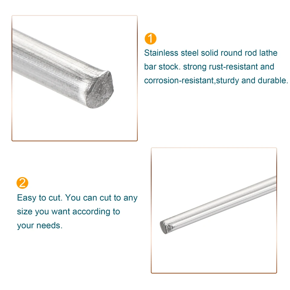 Sourcing Map 304 Stainless Steel Round Rods, 8mm X 300mm Solid Shaft Rods For DIY Craft Model Car Helicopter Airplane, Pack Of 4 - View #11