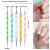 5Pcs/Set Professional 2 Ways Nail Art Dotting Pen Plastic Swirl Wood Marbleizing Steel Rhinestones Pickup Pen Manicure Tools 3