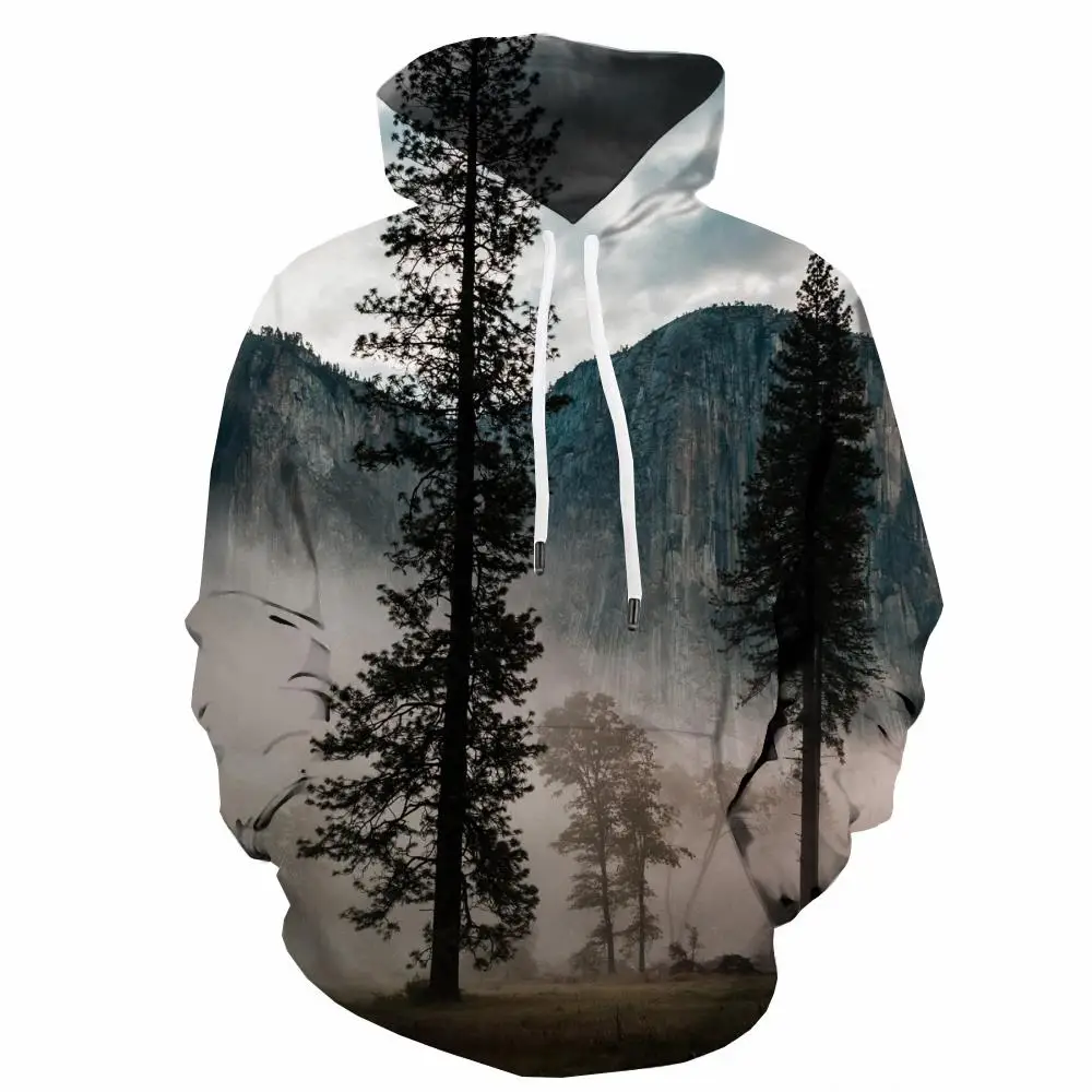 

Somepet Landscape Sweatshirts men Tree 3d Printed Fog Sweatshirt Printed Harajuku Hooded Casual Hoodie Print Long Sleeve