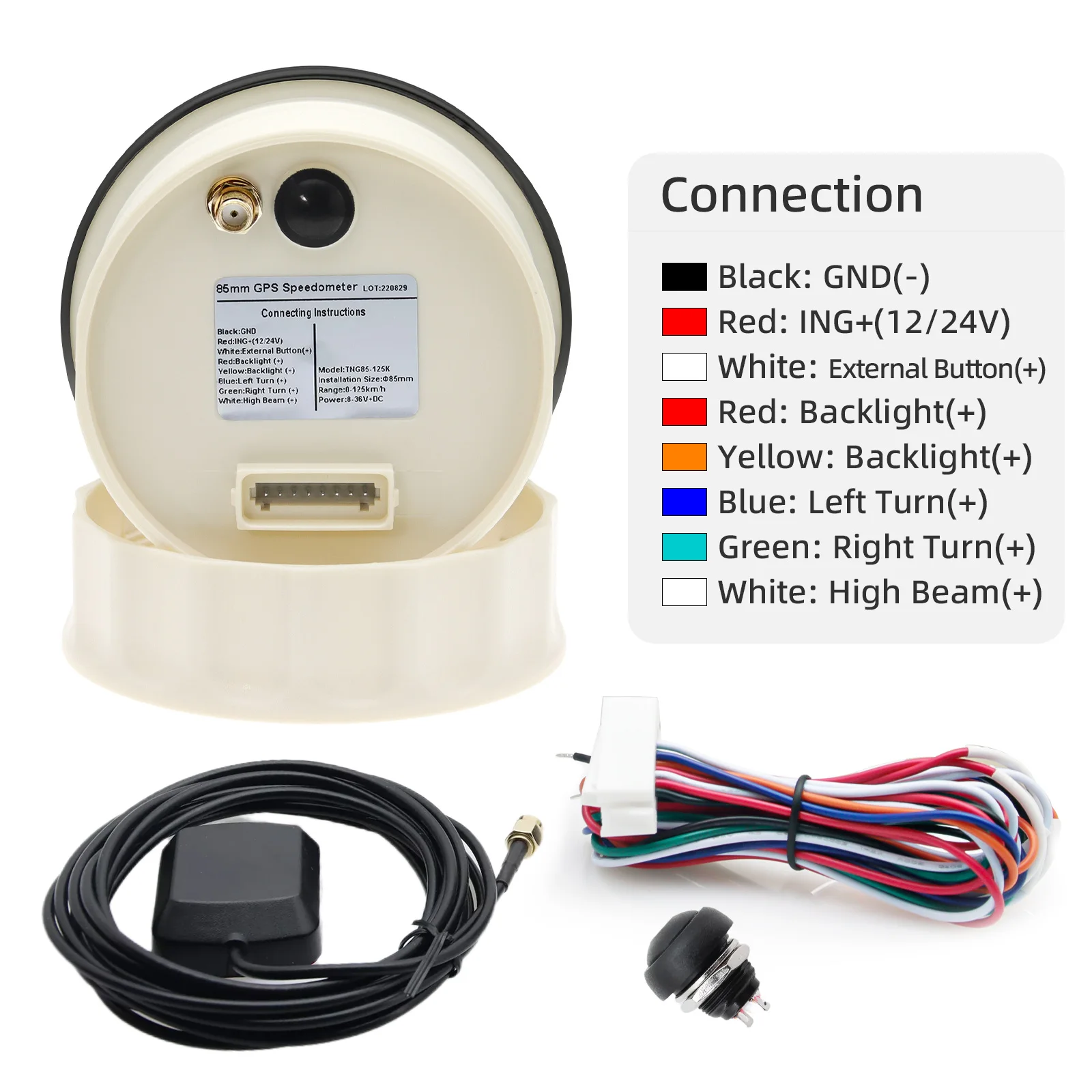 85Mm Gps Snelheidsmeter Toerenteller Geen Behoefte Mechanische Sensor Universele