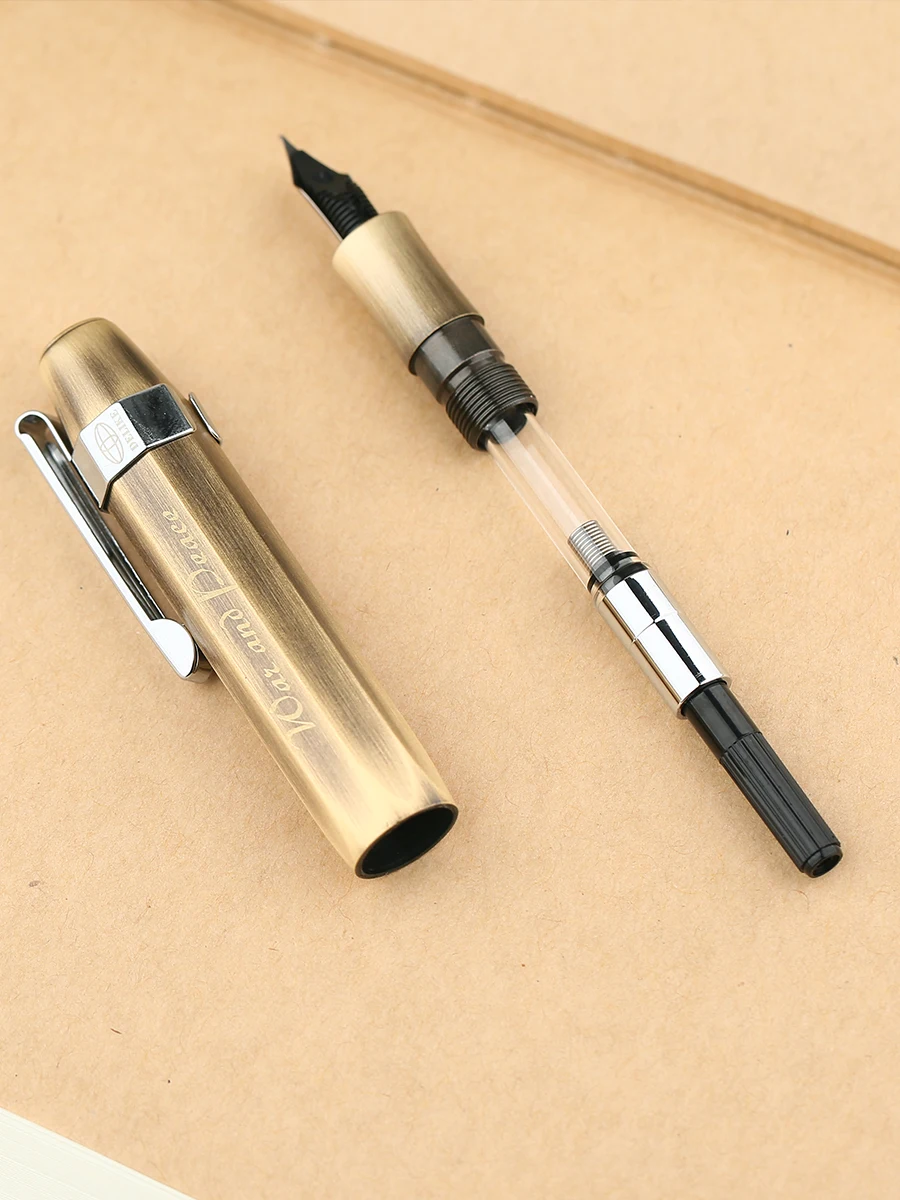 Majohn Alpha Alpha 모든 구리 빈티지 여행 짧은 잉크 만년필, EF/F/벤트 펜촉, 알루미늄 합금, 사무실 학교 문구 포켓 펜