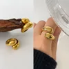 Stylish Water Droplet Shape 18k Gold Plated Stainless Steel Open Adjustable Ring Trendy Custom Women's Fashion Accessory 2