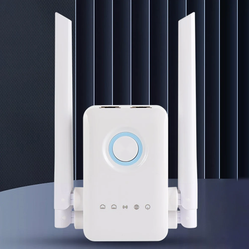 

WiFi Range Extender Dual Band 5GHz 2.4GHz Wireless Internet Repeater 1200Mbps 4 Antennas with RJ45 Ethernet Port for Home