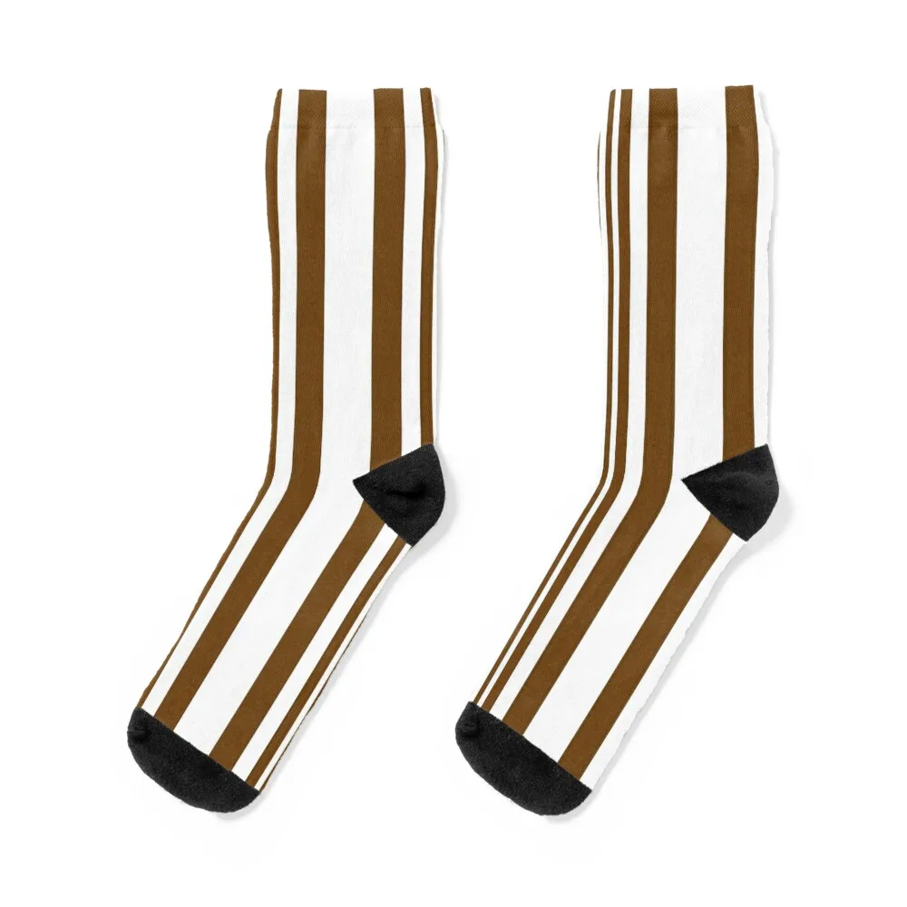 

Brown and white vertical striped Socks snow kawaii Sports Male Socks Women's