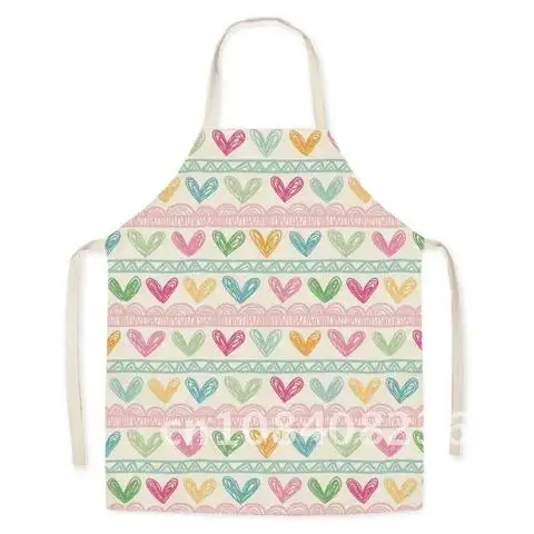 

Linen Kitchen Apron Pink Love Adult Parent-child Sleeveless Household Cleaning Apron Outdoor Gardening Tools Fartuchy Delantal