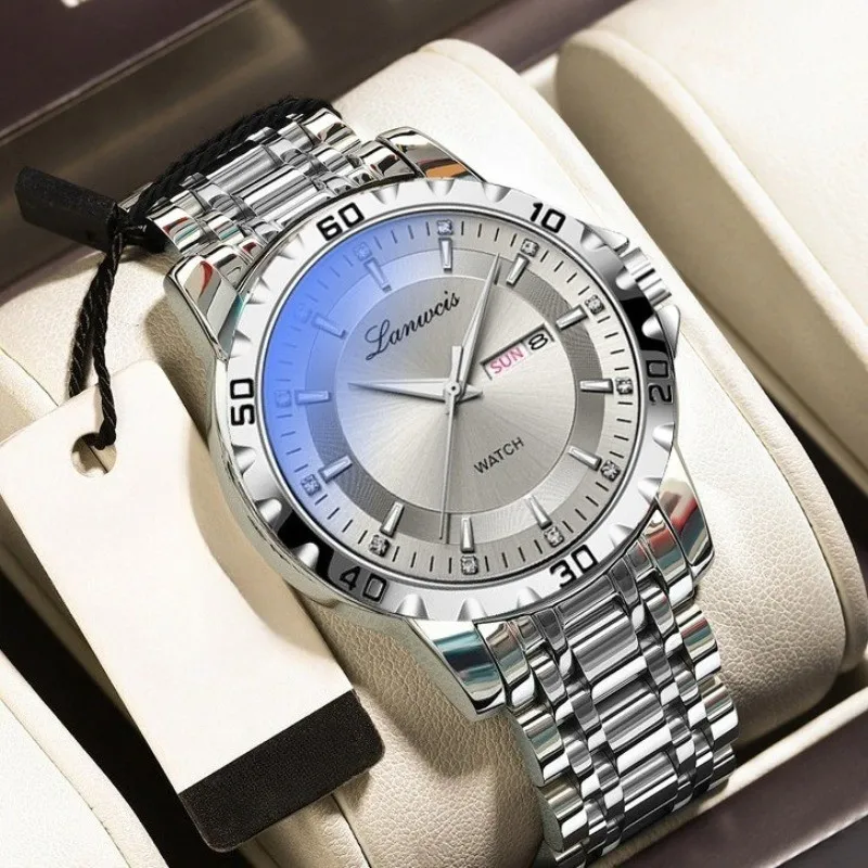 Men's Watch, Casual Fashion Steel Belt Calendar Luminous Business Quartz Watch