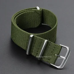 Nylon Army Sports Band - Black Watch Strap with Fabric Belt and Buckle Accessories - 22mm (Green)