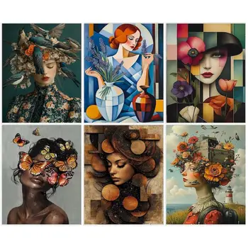 Gatyztoire – peinture acrylique par numéros, Kit de peinture, figurine pour femmes, dessin par numéros pour adultes, peinture moderne, Art sur toile 1