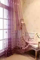 1PC Princess Style Purple Elegant Transparent Bedroom Balconies Thickened Window Curtains Living Room Bay Windows Embroidered 1