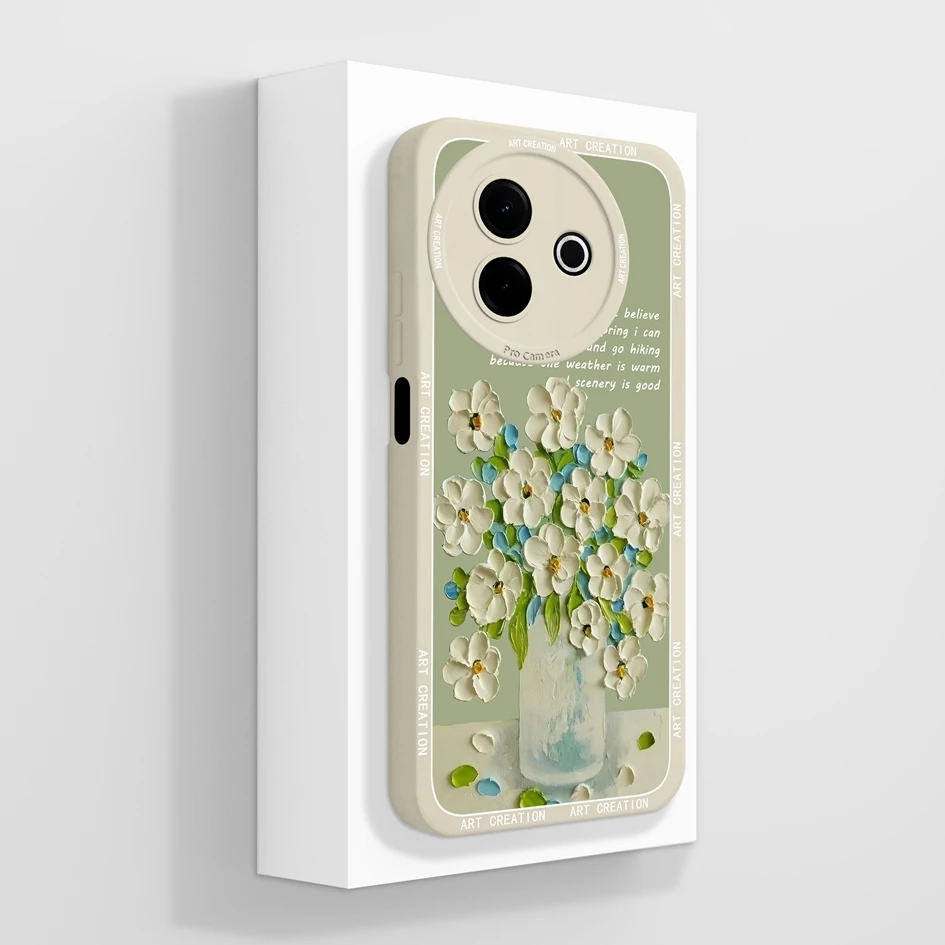 Beautiful Flower & Lazy Kitten Pattern Soft Silicone Anti-Slip Phone Case