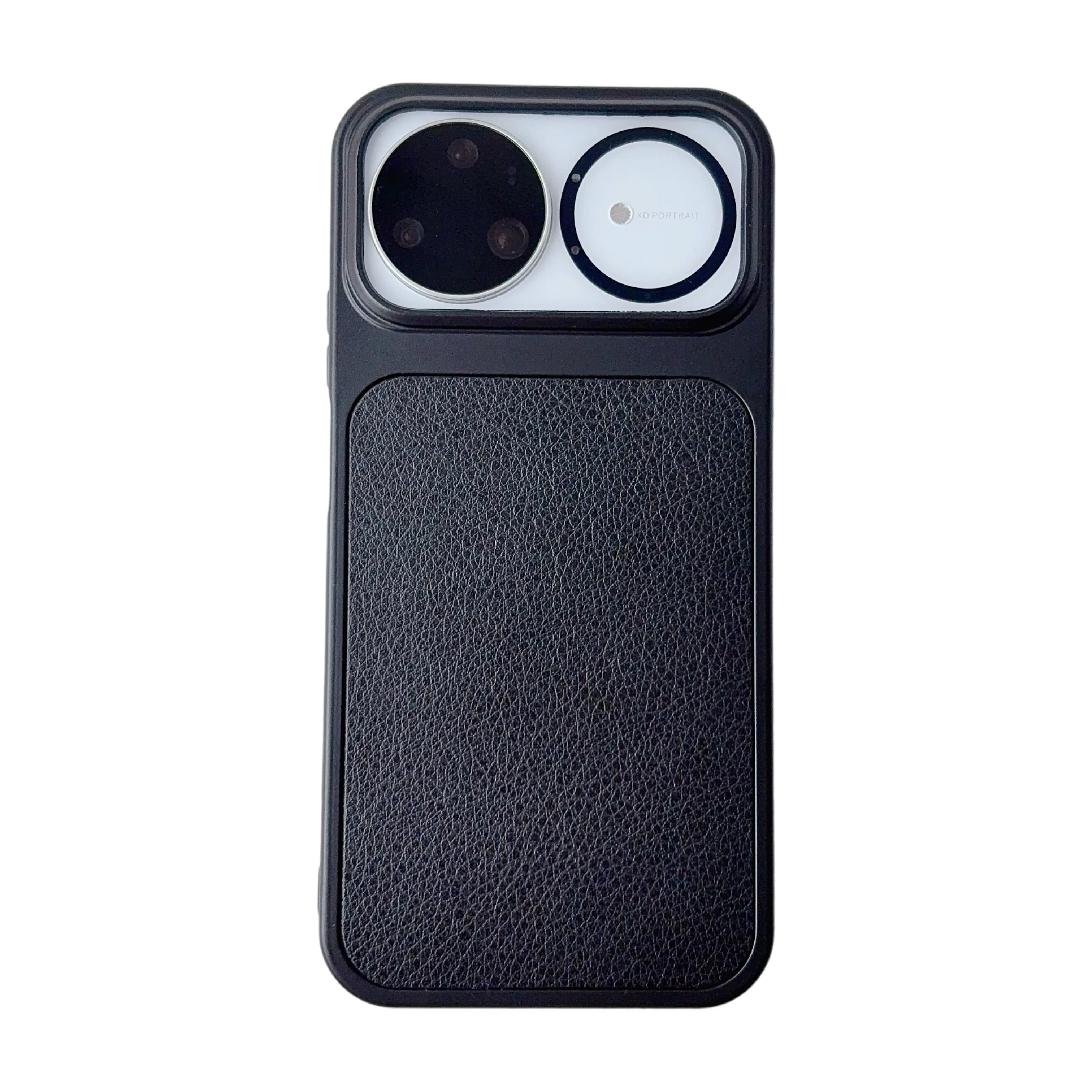 Lychee Texture Leather Phone Case with Matte Camera Lens Protection and Silicone Cover