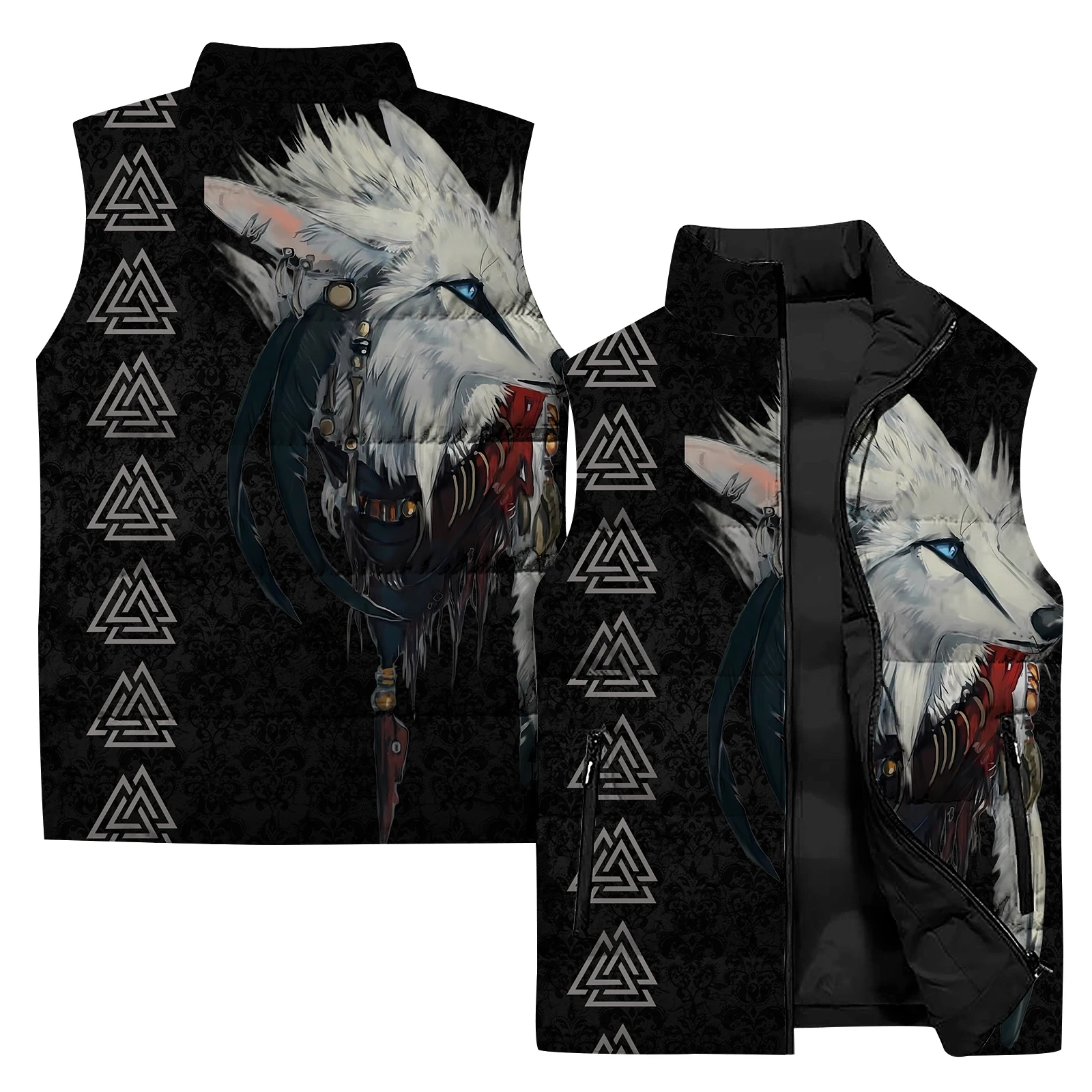 thumbnail image 1 of Chaleco de trabajo con diseño de serpiente para hombre, abrigo cálido con diseño de cuervo, novedad en abrigos y chaquetas, moda de invierno para hombre, chaleco aislante fresco de zorro para hombre,, 1 of 4
