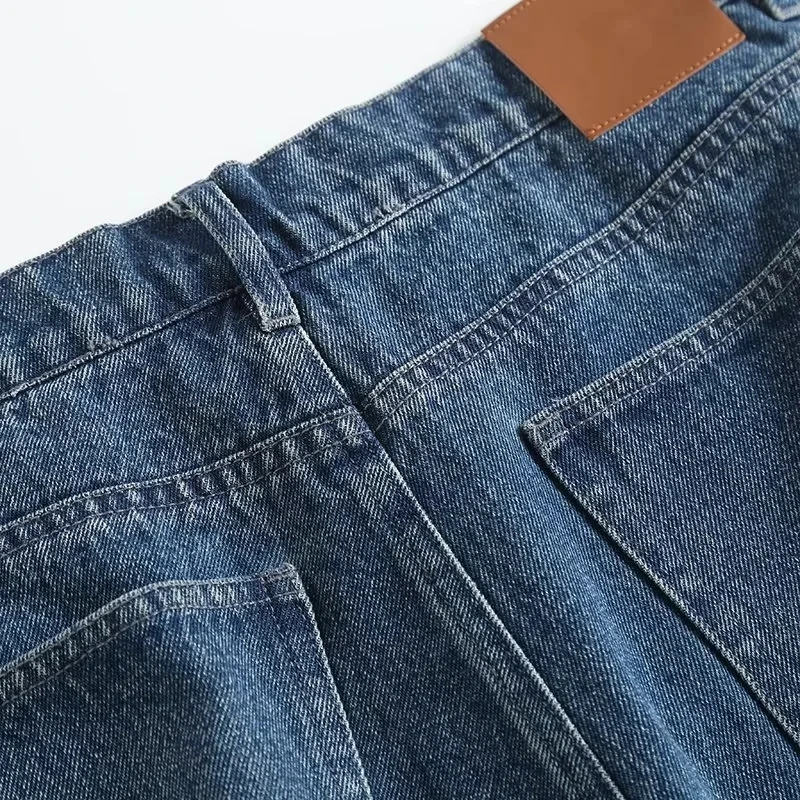 Withered 2024 American Vintage Solid High Waist Harem Denim Shorts Women Mom Bermuda