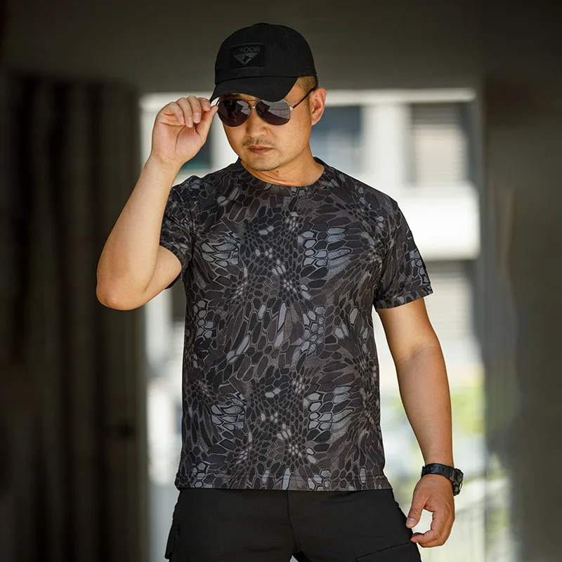 thumbnail image 1 of Camisetas tácticas para deportes al aire libre para hombre, camiseta para senderismo al aire libre, camiseta holgada especial del ejército de algodón de secado rápido, manga corta, sólida y transpirab, 1 of 5