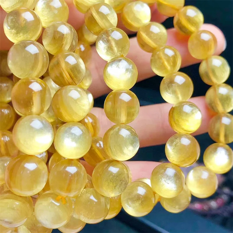 

Natural Gold Mica Bracelet Fortune Energy Bangle Mineral String Woman Amulet Jewelry Healing Gift 1pcs 9/10MM