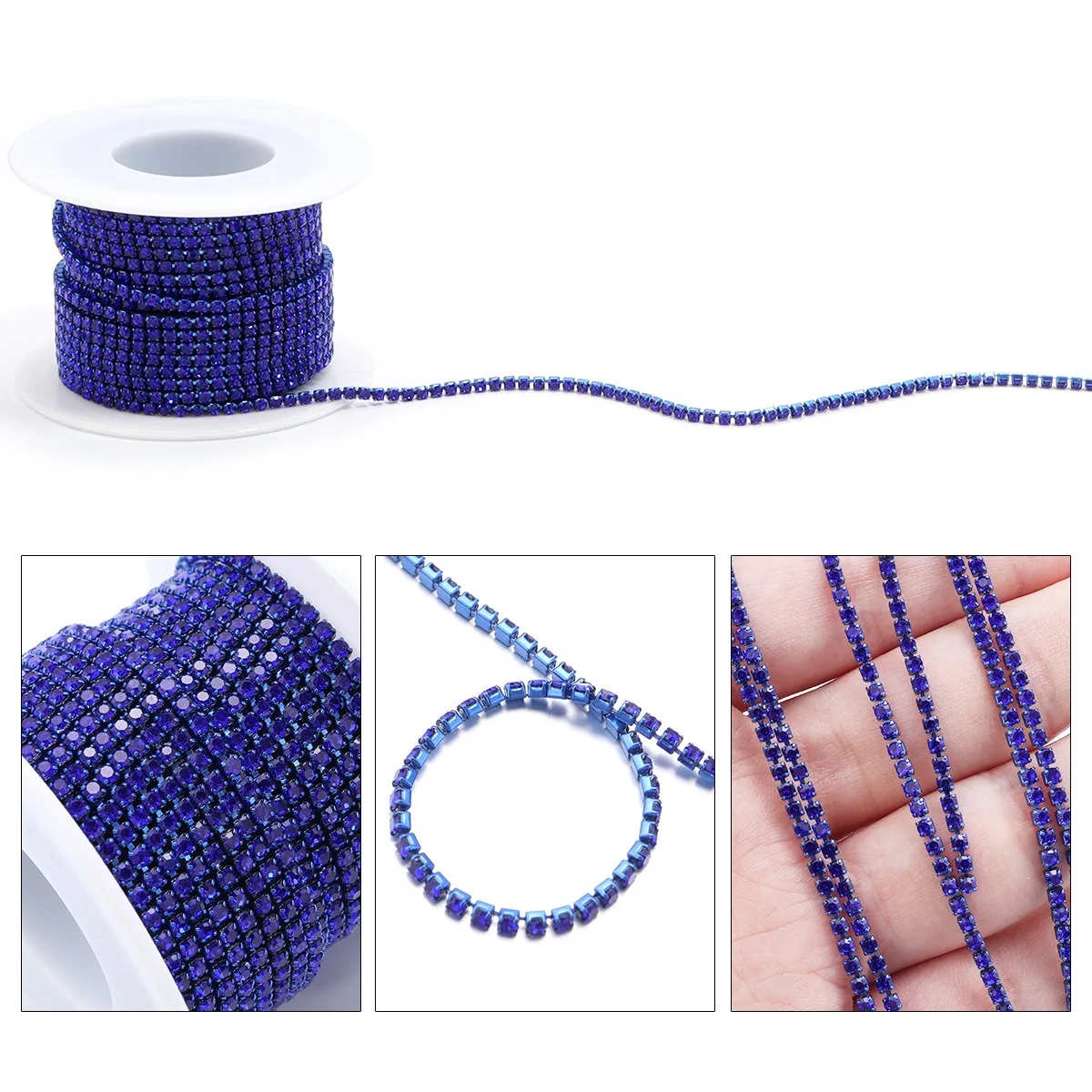 Rhinestone Clutch Bracelet Reel - Glitter Crystal Hand Chain JewelryShimmering Fake Diamonds Elegant Reel Design for